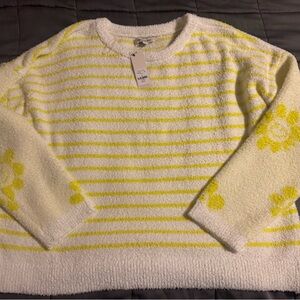 Francesca's Collections White and Yellow Striped Sweater